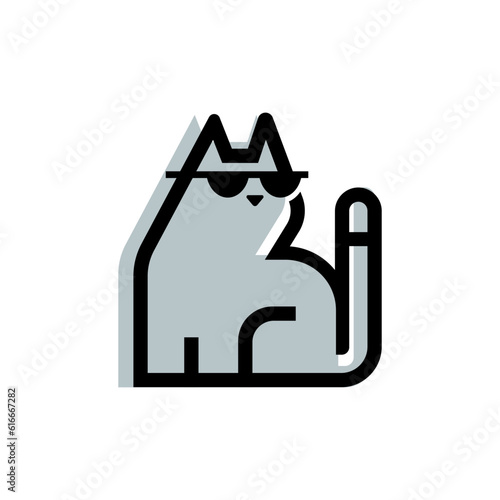 stylish cat wearing sunglasses illustration logo. cat logo for any business related to pets or cats.