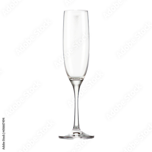 Champagne flute isolated on transparent background. Generative AI.