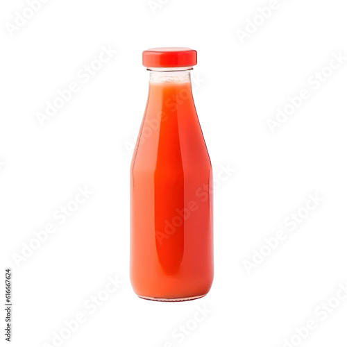 Bottle with carrot juice isolated on transparent background. Generative AI.