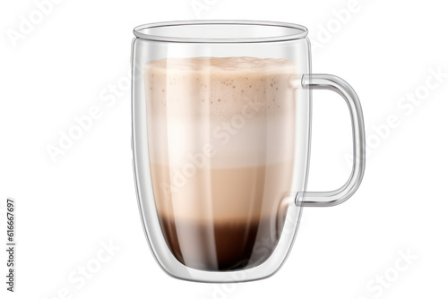 Empty transparent latte coffee double wall glass cup isolated on transparent background. Generative AI.