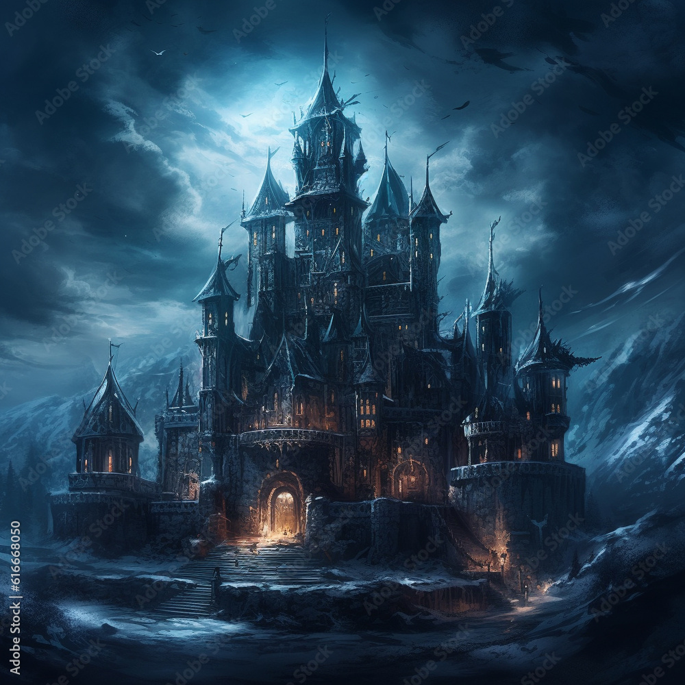 Fototapeta premium A Haunting Journey Through Medieval Europe's Gothic Castles and Chilling Landscapes