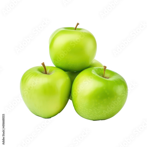 Green apples isolated on transparent background. Generative AI.
