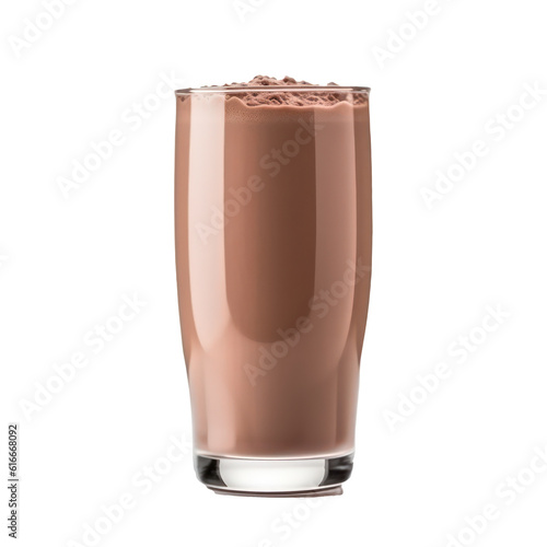 Glass with chocolate milk shake isolated on transparent background. Generative AI.