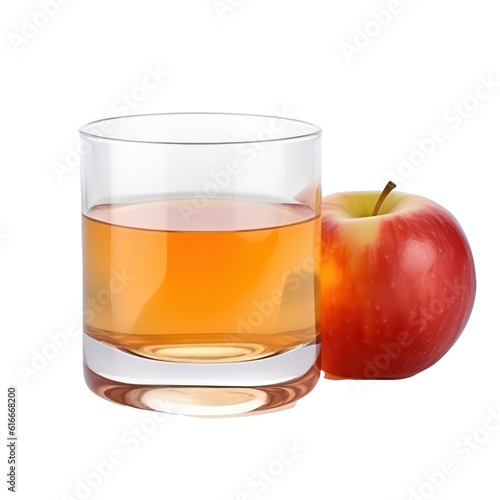 Glass of apple juice isolated on transparent background. Generative AI.