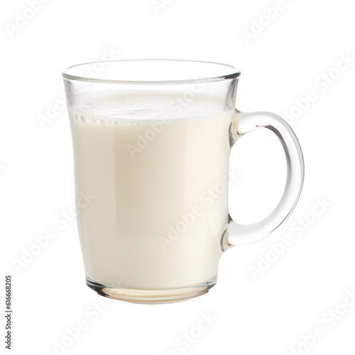 Glass of milk isolated on transparent background. Generative AI.