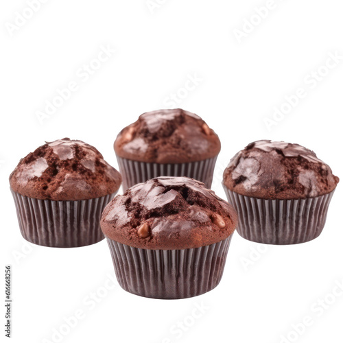 Muffins isolated on transparent background. Generative AI.