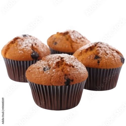 Muffins isolated on transparent background. Generative AI.