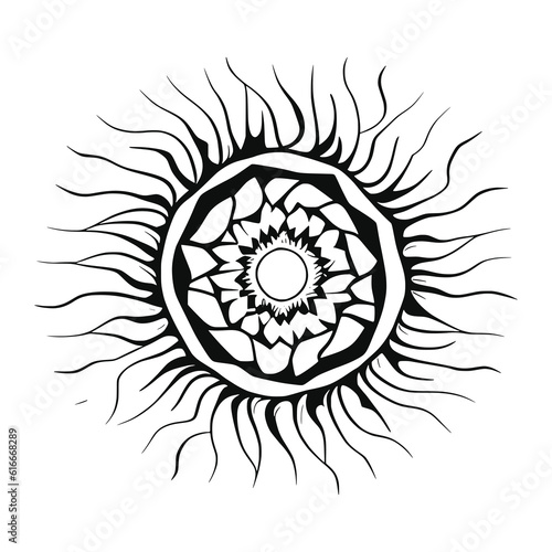 Sun symbols in ethnic style, solar symbol