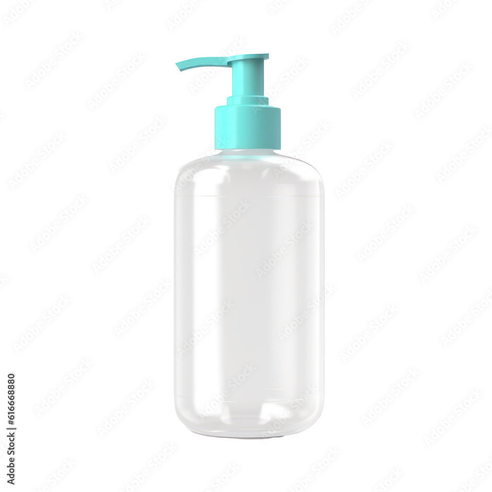Plastic bottle with liquid hand soap isolated on transparent background. Generative AI.