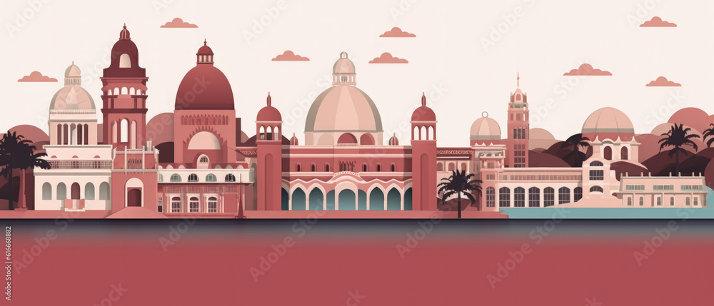 Angola Famous Landmarks Skyline Silhouette Style, Colorful, Cityscape, Travel and Tourist Attraction - Generative AI