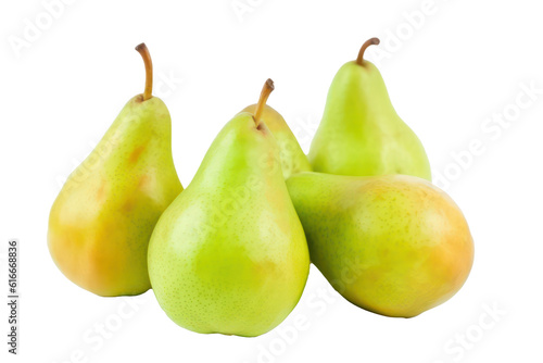 Ripe pears isolated on transparent background. Generative AI. photo