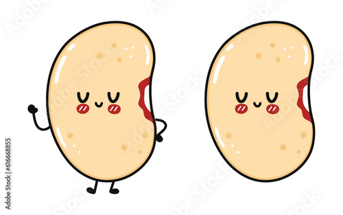 Bean character. Vector hand drawn cartoon kawaii character illustration icon. Isolated on white background. Soy Bean character concept