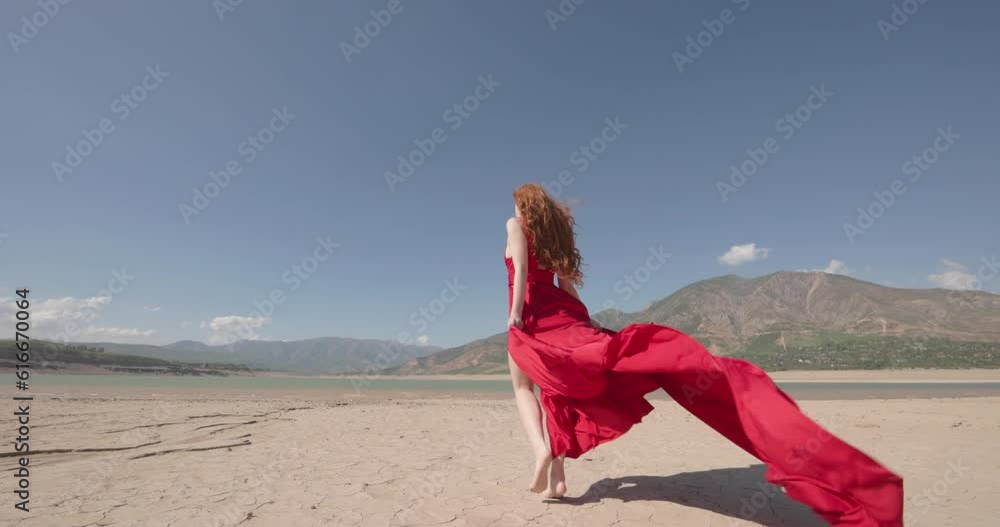 Young passion woman epic walk. Concept of self confidence, freedom