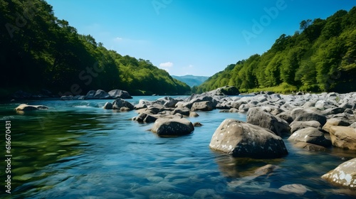 Wide-angle View of a Rocky River