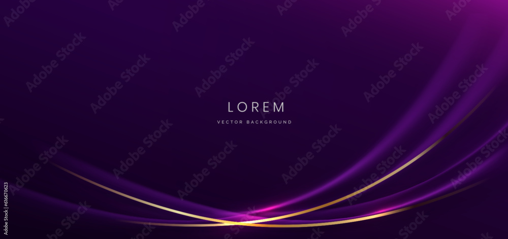 Elegant purple curved line on purple background with lighting effect and with copy space for text. Luxury design style. Elegant purple curved line on purple background with lighting effect and with copy space for text. Luxury design style.