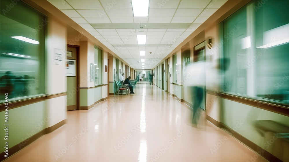 Blured motion in ER of hospital, unfocused background Blured motion in ER of hospital, unfocused background