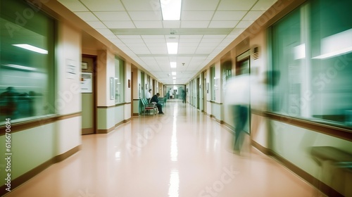 Blured motion in ER of hospital  unfocused background