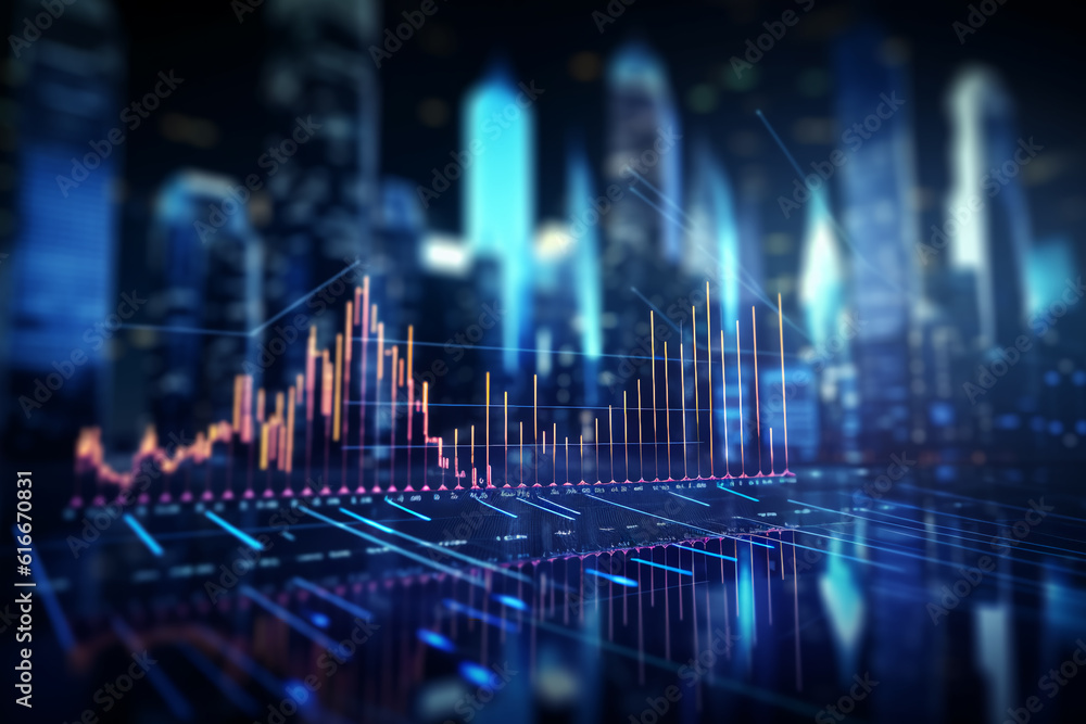 Perspective view of stock market growth Perspective view of stock market growth