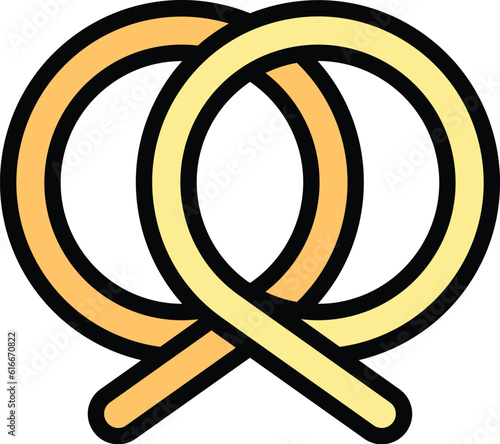 German pretzel icon outline vector. Bavaria bretzel. Salty pretzel color flat