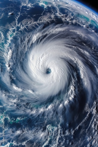 satellite image of a hurricane over the ocean  created with generative ai