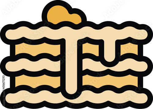 Cheese lasagna icon outline vector. Lasagne pasta. Italian food color flat