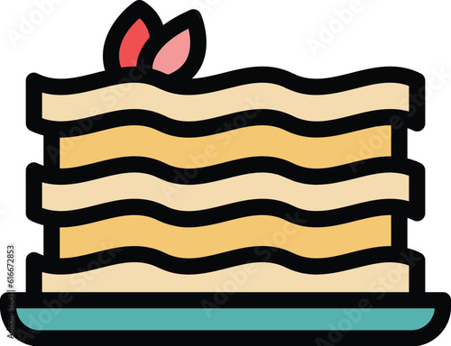 Sheet lasagna icon outline vector. Lasagne pasta. Italian food color flat