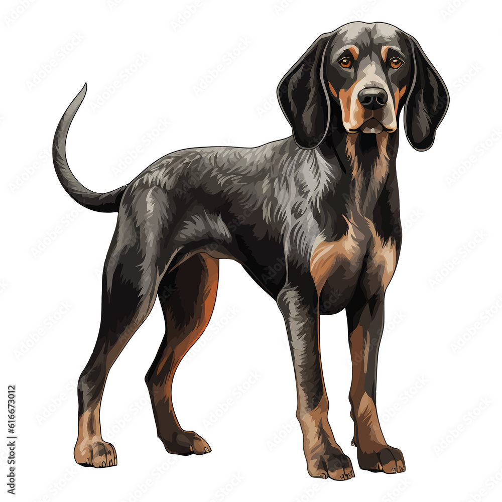 Adorable Canine Art: 2D Illustration of a Bluetick Coonhound