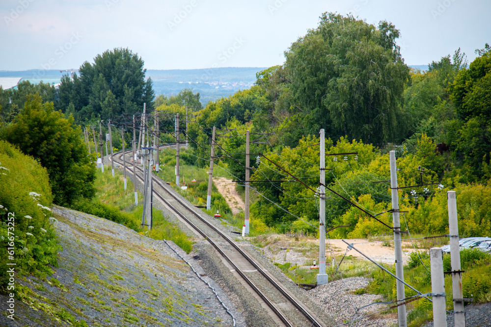 railway top view in summer railway top view in summer