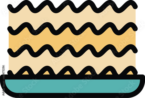 Spaghetti lasagna icon outline vector. Lasagne pasta. Italian food color flat