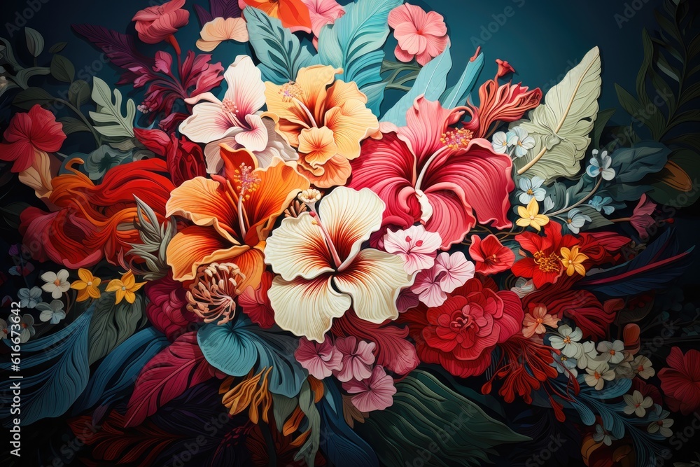 beautiful fantasy vintage wallpaper botanical flower bunch,vintage motif for floral print digital background