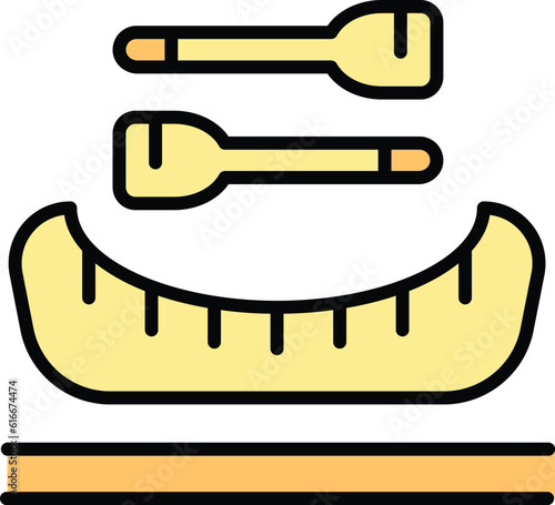 Gondola boat icon outline vector. Italy venice. Italian gondolier color flat