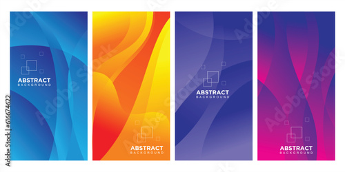 Abstract wavy background banner gradient design template set