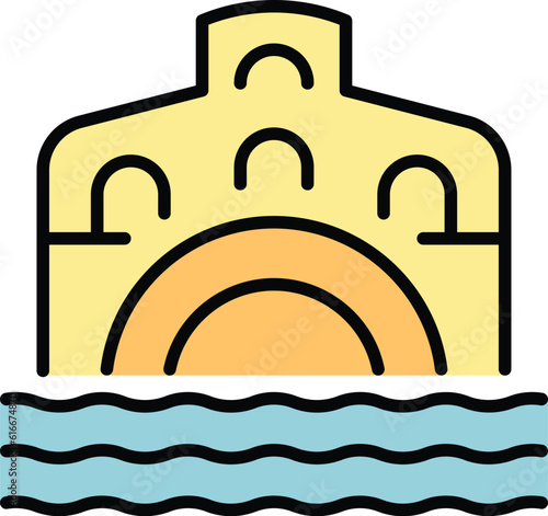 Venice bridge icon outline vector. Italy rialto. Venezia city color flat