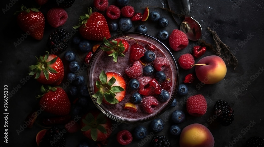 Fruit and berry smoothie. Generative AI Fruit and berry smoothie. Generative AI