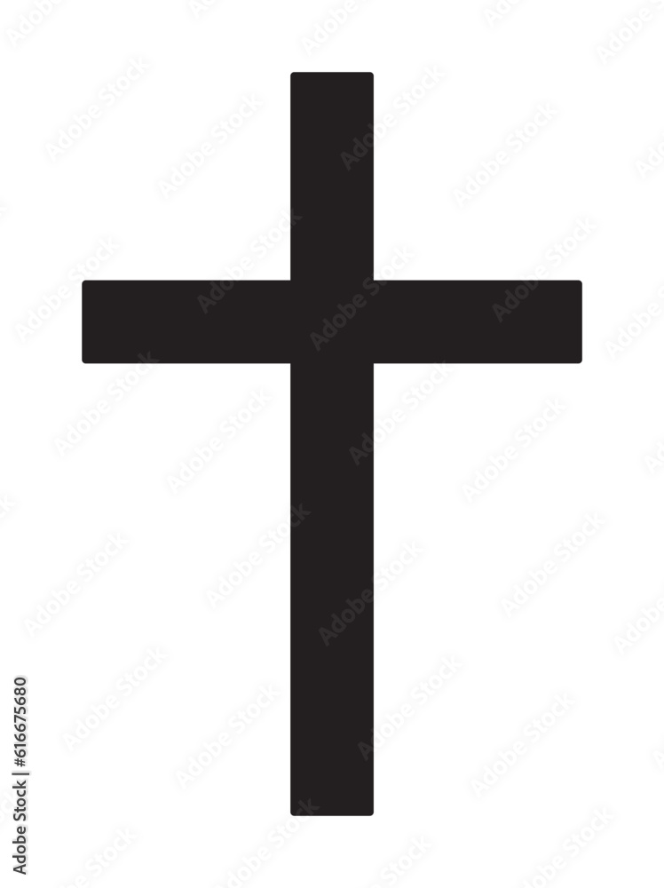 Christianity latin cross symbol, vector illustration, black on white background