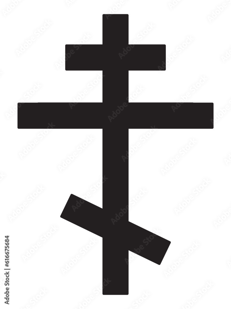 Christianity orthodox cross symbol, vector illustration, black on white background