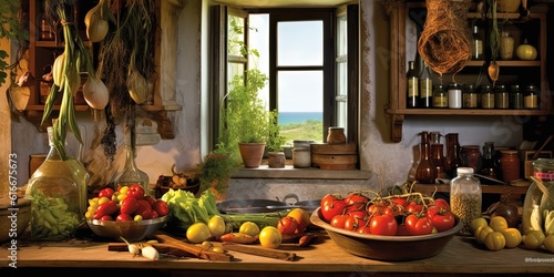 Italian Kitchen with Mediterranean diet
