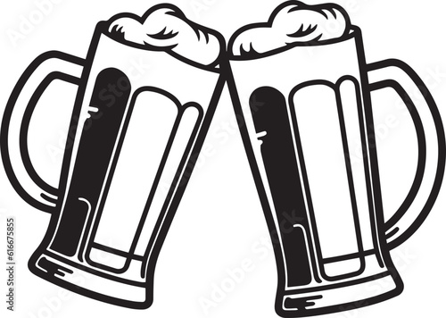 Two beer making cheers, vector illustration, SVG