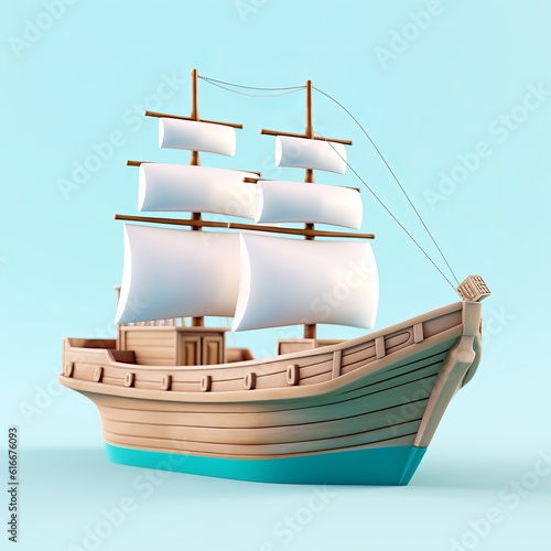 Foto 3d isolated illustration of pirate ship