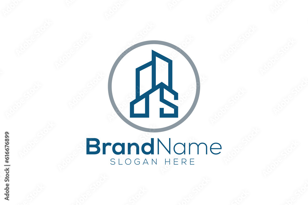 Fototapeta premium Letter D N S building logo design vector template