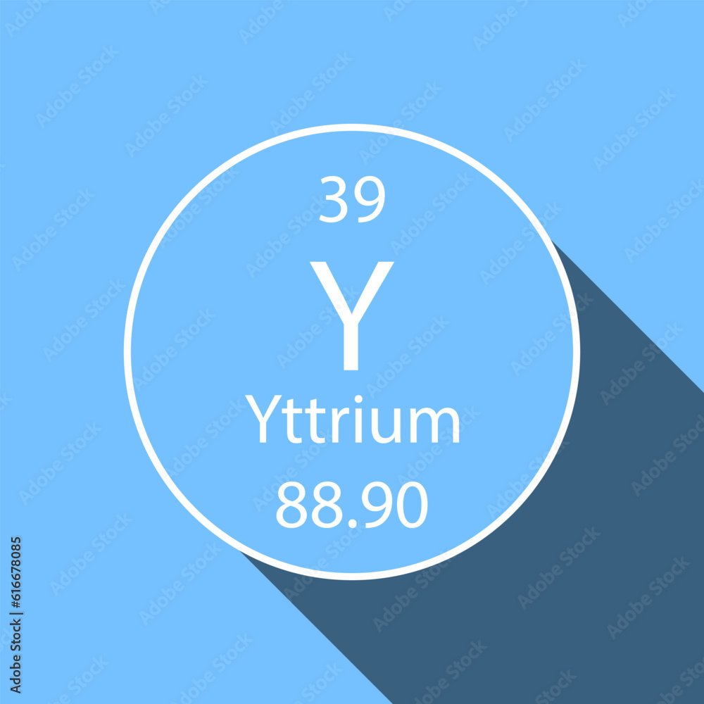 Yttrium symbol with long shadow design. Chemical element of the periodic table. Vector illustration. Yttrium symbol with long shadow design. Chemical element of the periodic table. Vector illustration.