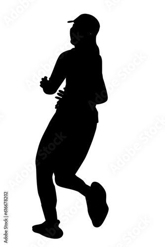 woman warming up run runner, silhouette simple vector, isolated on white