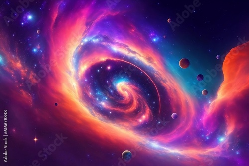 Cosmic Wonders  Captivating Space Artworks Expanding the Boundaries of Imagination - Stock photo capturing the awe-inspiring beauty of the cosmos through vibrant colours and mesmerizing compositions