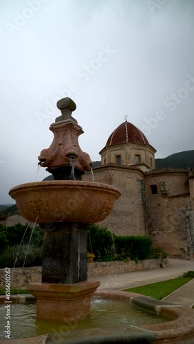 Historic fountain in the Monastery of Santa María de la Valldigna, Valencia (Spain). photo