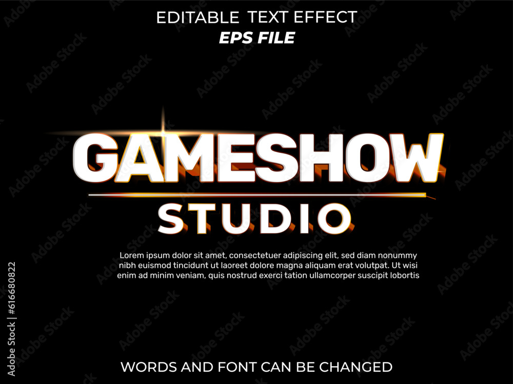 game show text effect, font editable, typography, 3d text. vector template game show text effect, font editable, typography, 3d text. vector template