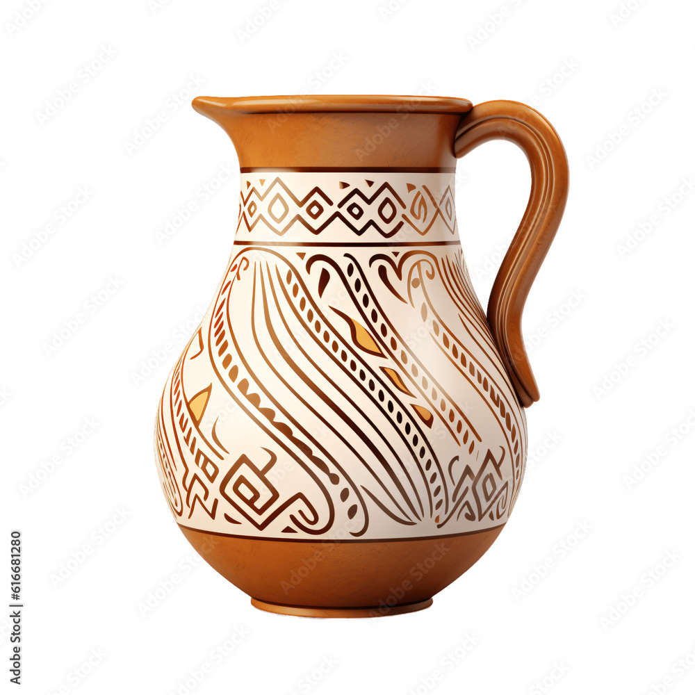 Ceramic pitcher isolated on transparent background 