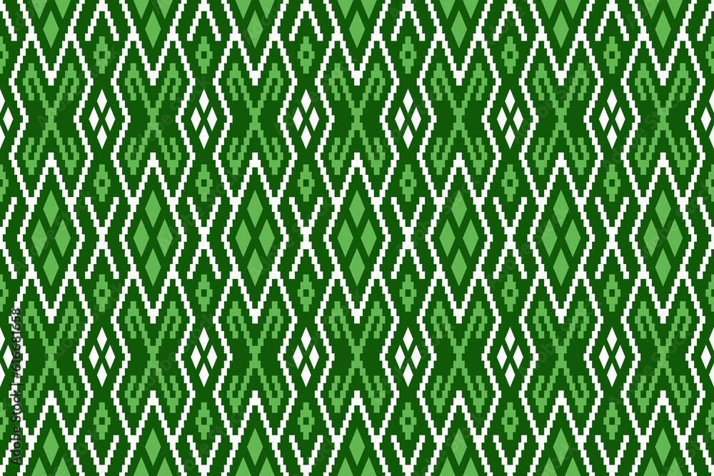 Green Cross stitch colorful geometric traditional ethnic pattern Ikat seamless pattern border abstract design for fabric print cloth dress carpet curtains and sarong Aztec African Indian Indonesian Green Cross stitch colorful geometric traditional ethnic pattern Ikat seamless pattern border abstract design for fabric print cloth dress carpet curtains and sarong Aztec African Indian Indonesian