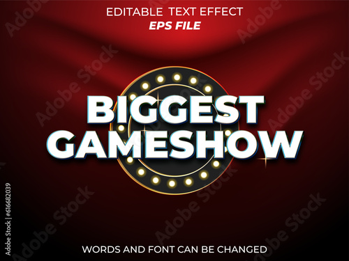 game show text effect, font editable, typography, 3d text. vector template
