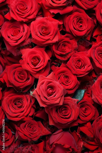 A seamless collage of lush red roses