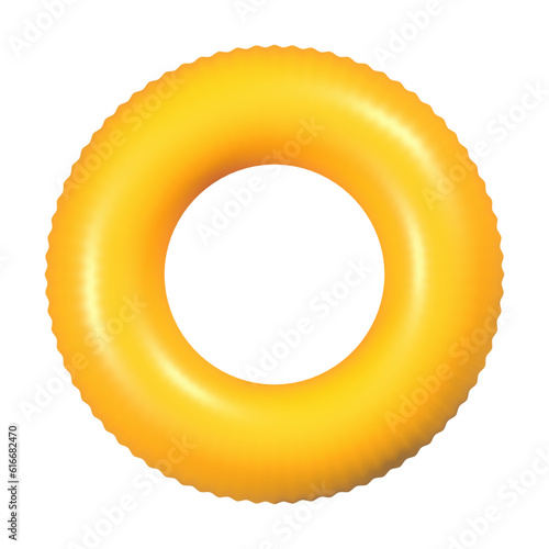 yellow pool ring isolated on white background. Inflatable swimming ring